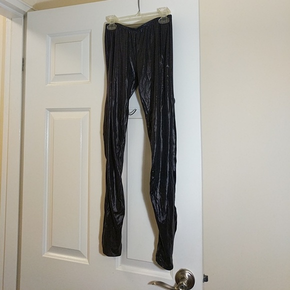 Wet Look Leggings w/ Elastic Lace Up Back - Picture 3 of 5